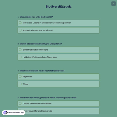 Biodiversitätsquiz