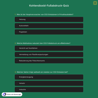 Kohlendioxid-Fußabdruck-Quiz