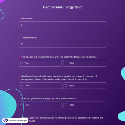 Geothermal Energy Quiz