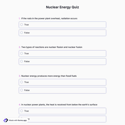 Nuclear Energy Quiz