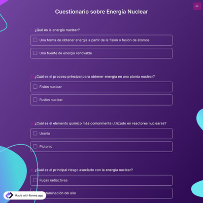 Cuestionario sobre Energía Nuclear