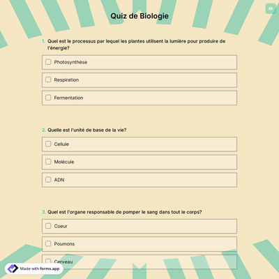 Quiz de Biologie