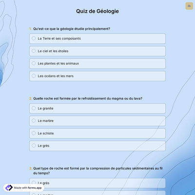 Quiz de Géologie
