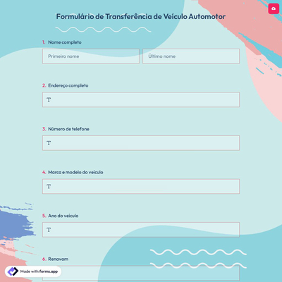 Formulário de Transferência de Veículo Automotor