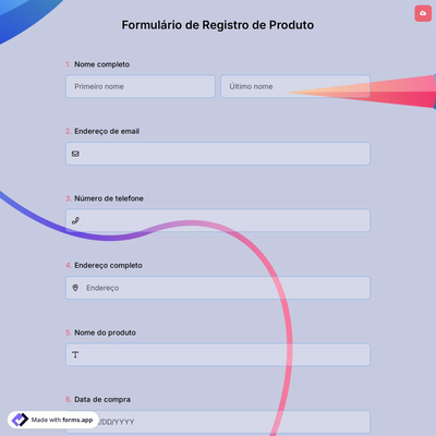 Formulário de Registro de Produto