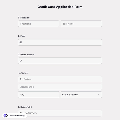 Credit Card Application Form