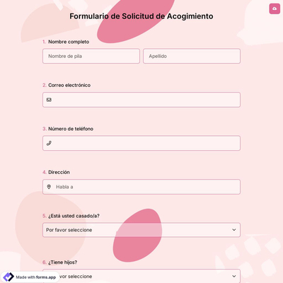 Formulario de Solicitud de Acogimiento
