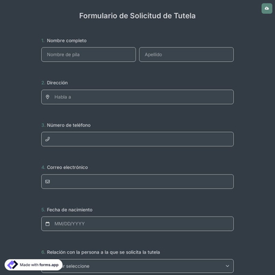 Formulario de Solicitud de Tutela