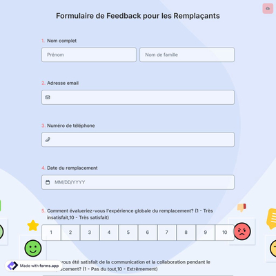 Formulaire de Feedback pour les Remplaçants