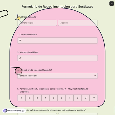 Formulario de Retroalimentación para Sustitutos