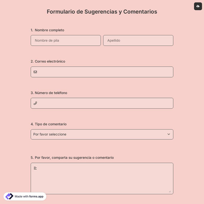 Formulario de Sugerencias y Comentarios