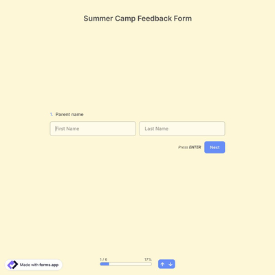 Summer Camp Feedback Form