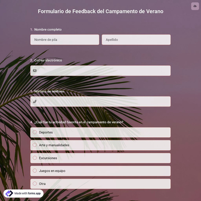 Formulario de Feedback del Campamento de Verano