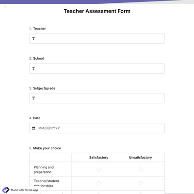 Teacher Assessment Form