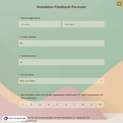 Reisebüro-Feedback-Formular