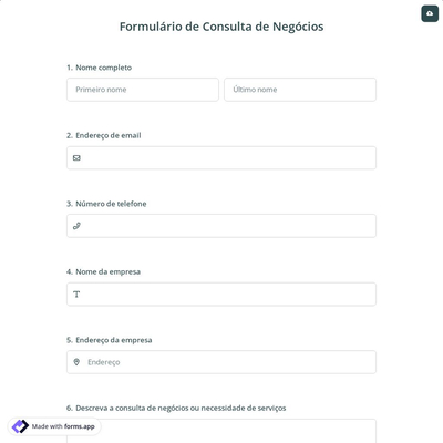 Formulário de Consulta de Negócios