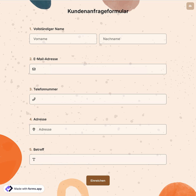 Kundenanfrageformular