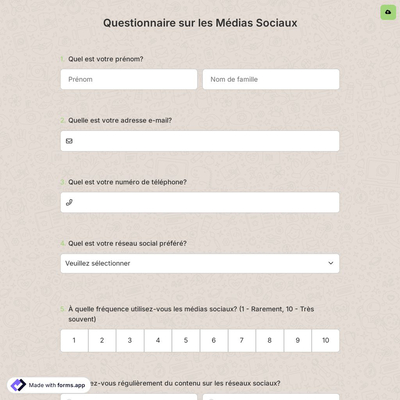 Questionnaire sur les Médias Sociaux