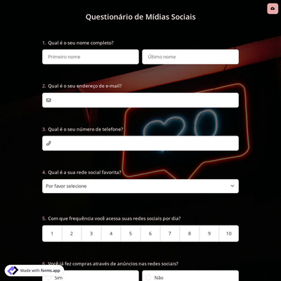 Questionário de Mídias Sociais