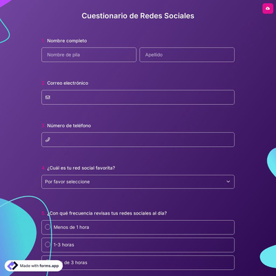 Cuestionario de Redes Sociales