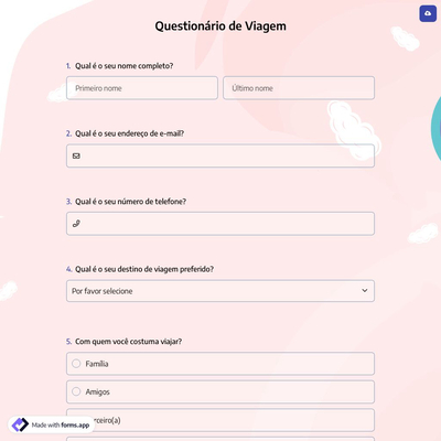 Questionário de Viagem