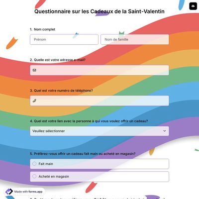 Questionnaire sur les Cadeaux de la Saint-Valentin