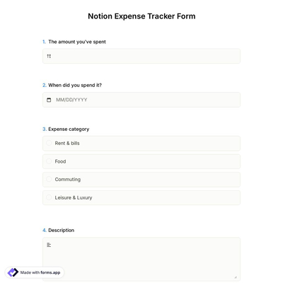 Notion Expense Tracker Form