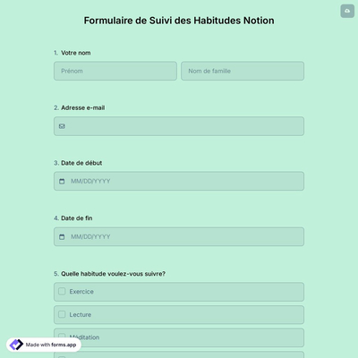 Formulaire de Suivi des Habitudes Notion