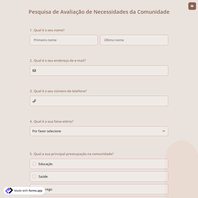 Pesquisa de Avaliação de Necessidades da Comunidade