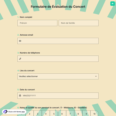 Formulaire de Évaluation du Concert