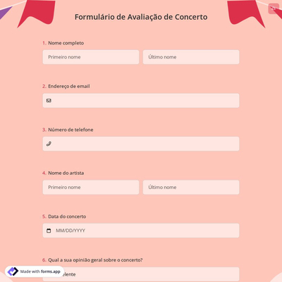 Formulário de Avaliação de Concerto