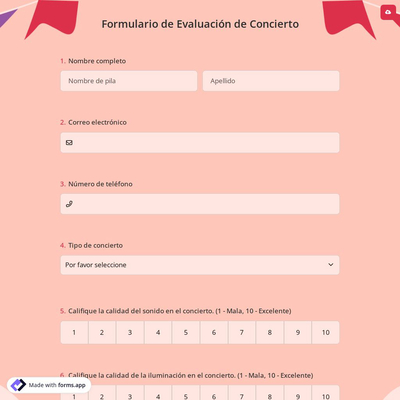 Formulario de Evaluación de Concierto
