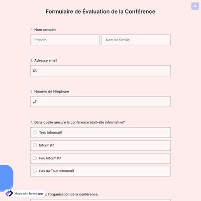 Formulaire de Évaluation de la Conférence
