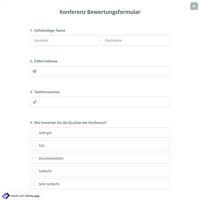 Konferenz Bewertungsformular