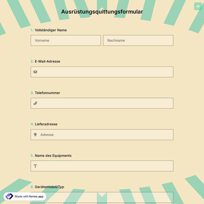 Ausrüstungsquittungsformular