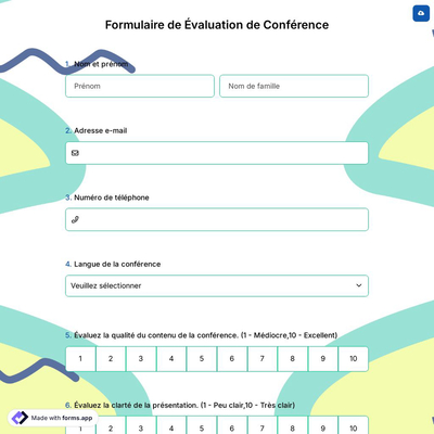 Formulaire de Évaluation de Conférence