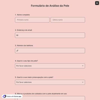 Formulário de Análise da Pele
