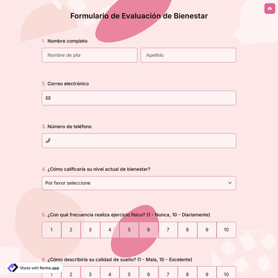 Formulario de Evaluación de Bienestar
