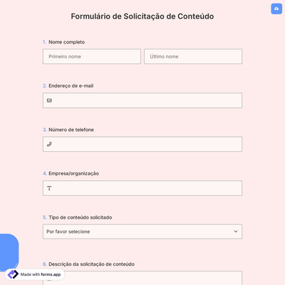 Formulário de Solicitação de Conteúdo