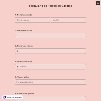 Formulario de Pedido de Galletas
