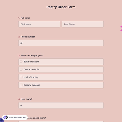 Pastry Order Form