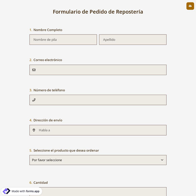 Formulario de Pedido de Repostería
