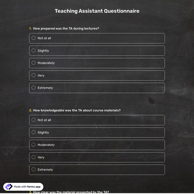 Teaching Assistant Questionnaire