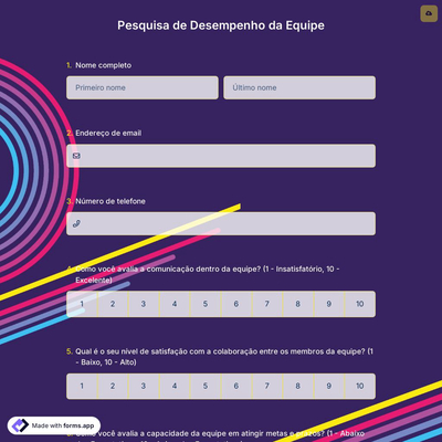 Pesquisa de Desempenho da Equipe