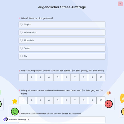 Jugendlicher Stress-Umfrage