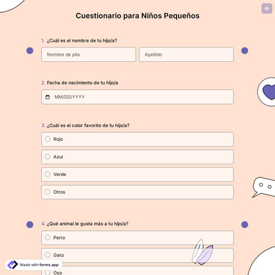 Cuestionario para Niños Pequeños