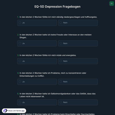 EQ-5D Depression Fragebogen