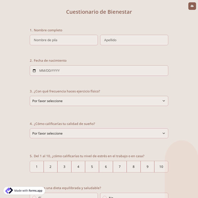 Cuestionario de Bienestar