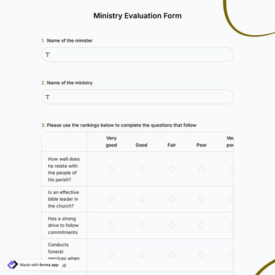 Ministry Evaluation Form