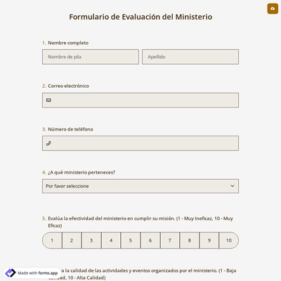 Formulario de Evaluación del Ministerio